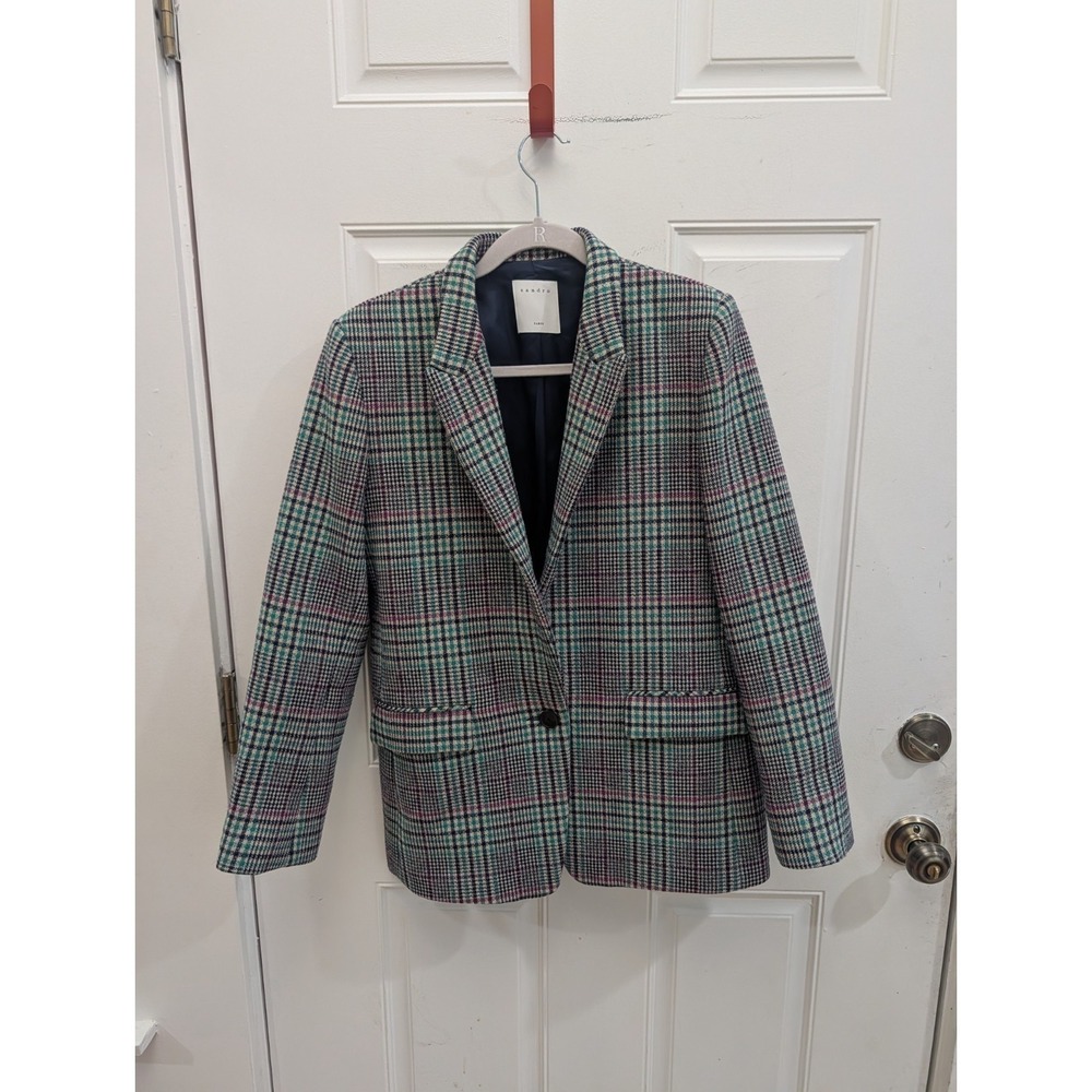 Sandro Tribu Houndstooth Wool Blazer - Picture 2 of 5